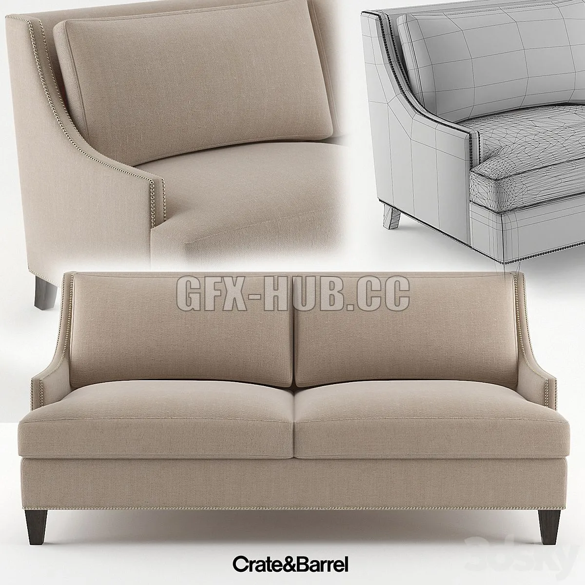 Crate & Barrel _ Barrimgton Sofa 3D Model
