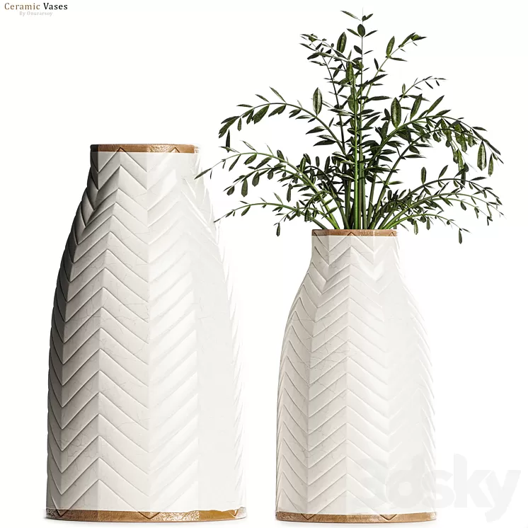 Crate & barrel – Adra Vases with Plants 3D Model