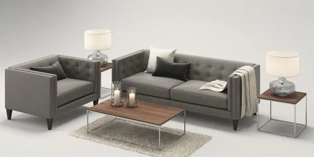 Crate & Barrel Aidan Sofa and Aidan Chair 3D Model
