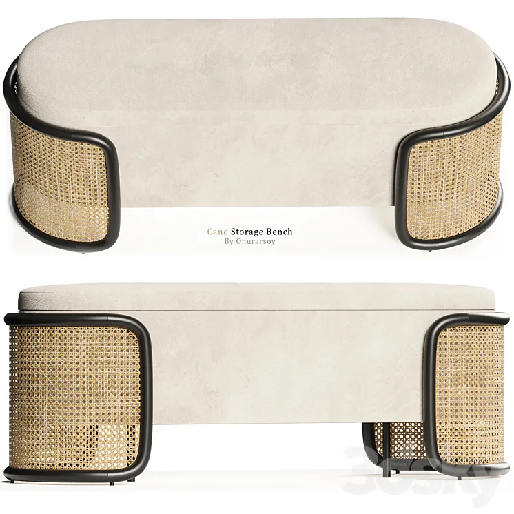 Crate & barrel - Anaise Cane Storage Bench 3D Model Free