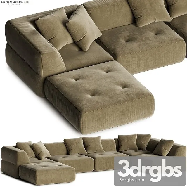 Crate & Barrel Angolare Six Piece Sectional Sofa 3D Model Free