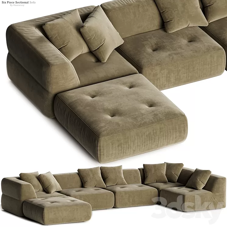 Crate & barrel - Angolare Six Piece Sectional Sofa 3D Model Free