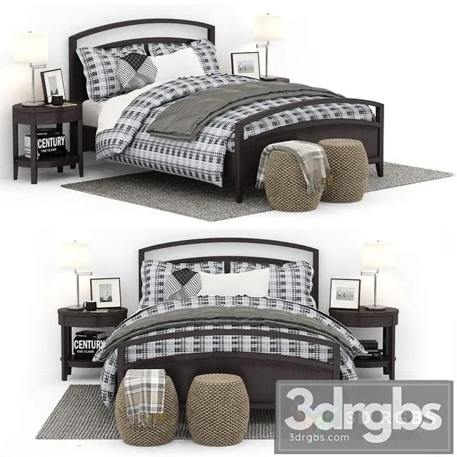 Crate Barrel Arch Charcoal Queen Bed 3D Model Free
