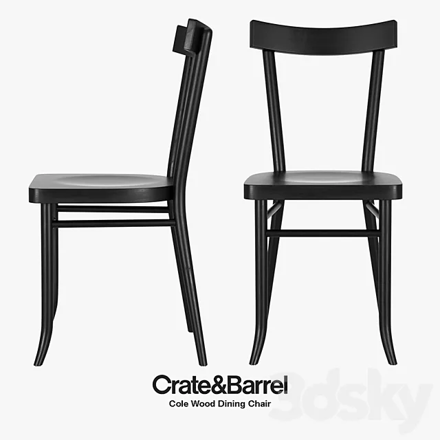 Crate & Barrel - Cole Wood Dining Chair 3D Model