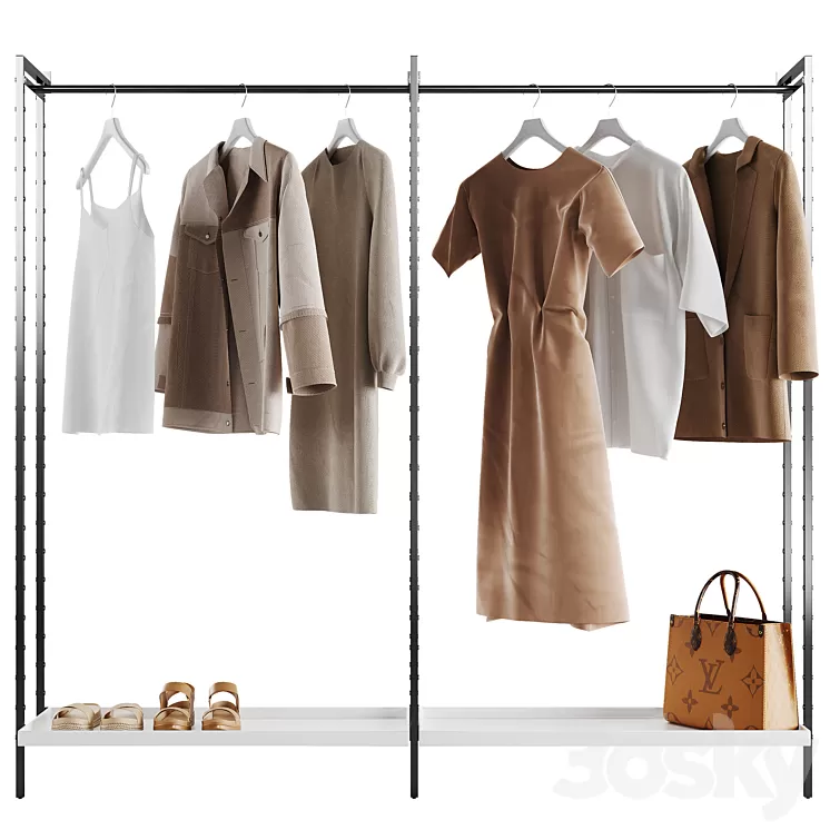 Crate & Barrel Flex Modular Double Clothing Rack 3D Model