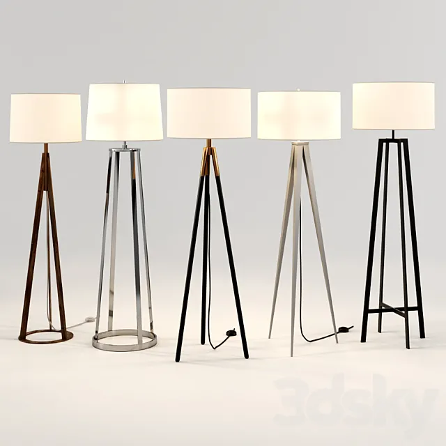 Crate & Barrel Floor Lamp Set 2 3D Model