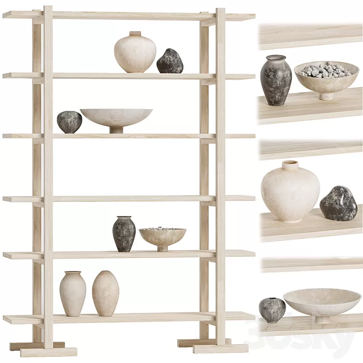 Crate & Barrel – Haldeman Pine Wood Open Shelf 3D Model