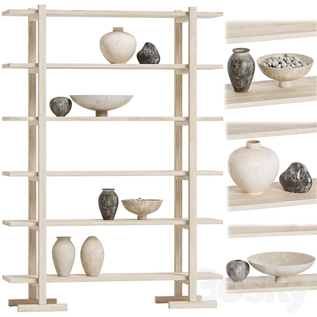 Crate & Barrel - Haldeman Pine Wood Open Shelf 3DModel