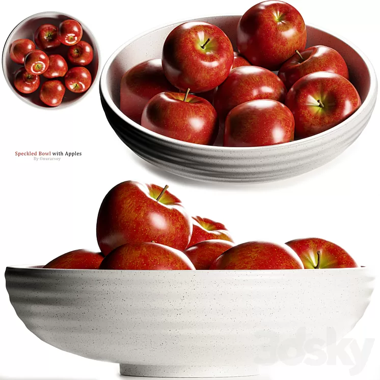 Crate & barrel - Holden Speckled Bowl with Apples 3D Model Free