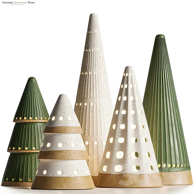 Crate & barrel – LED Ceramic Christmas Trees Decoration Set 3DModel