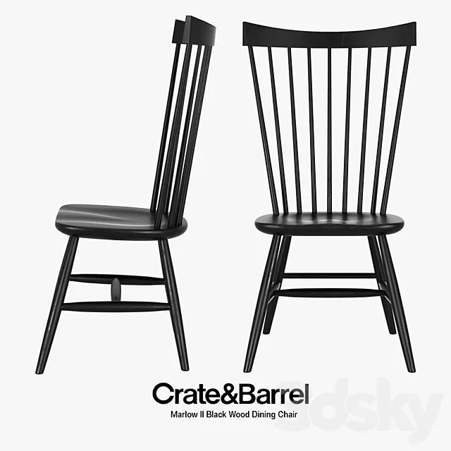 Crate & Barrel - Marlow II Black Wood Dining Chair 3DModel
