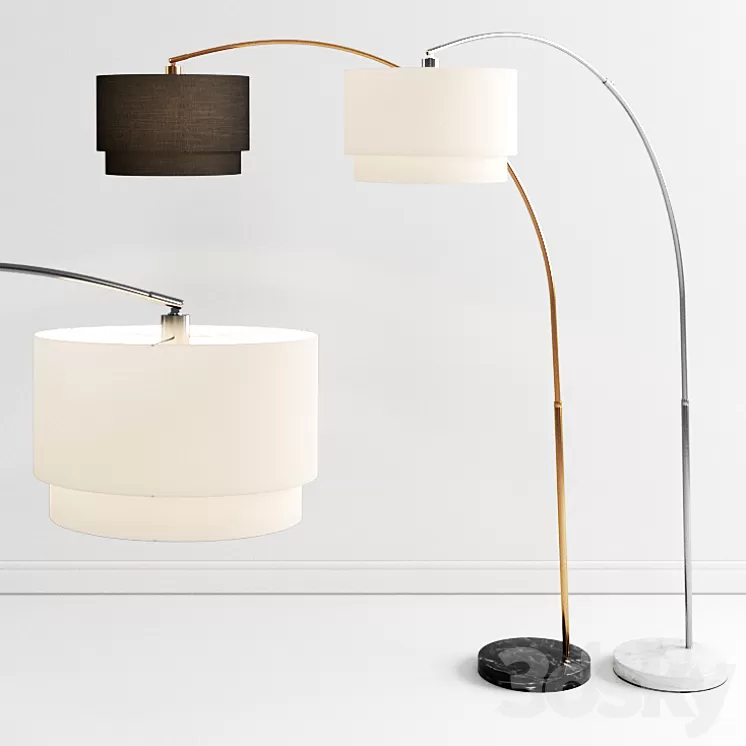 Crate & Barrel Meryl Arc Brass Floor Lamp 3D Model