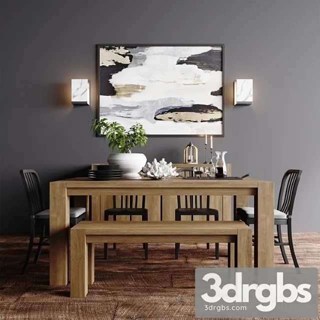 Crate & barrel natural dining collection 2 3D Model Free