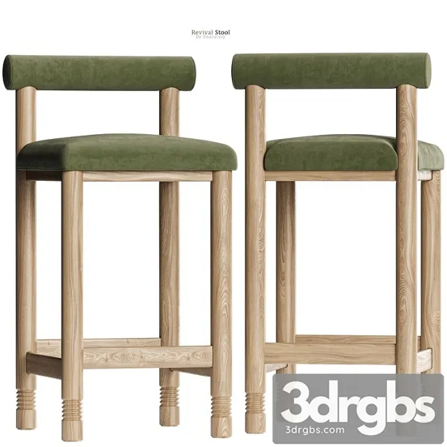 Crate Barrel Revival Counter Stool In Green 3D Model Free