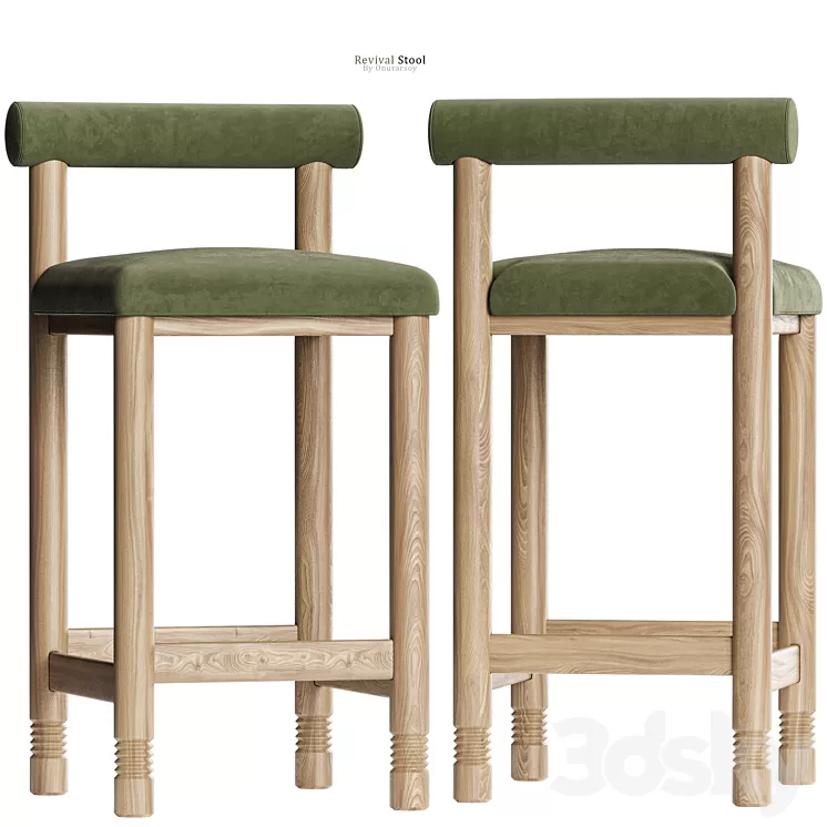 Crate & barrel - Revival Counter Stool in Green 3D Model Free