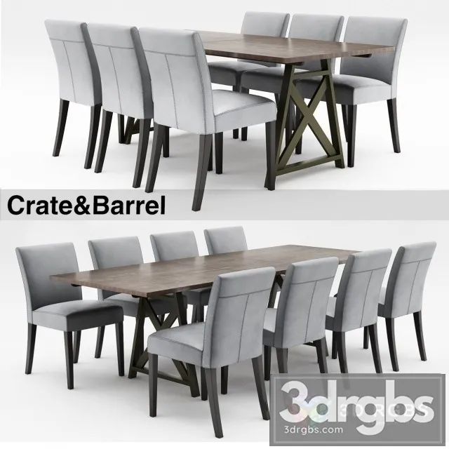 Crate Barrel Table and Chair 3D Model Free