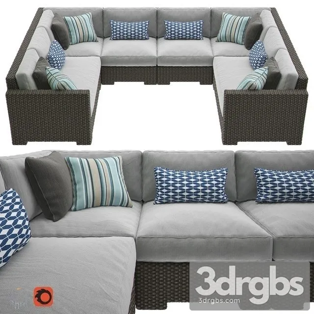 Crate Barrel Ventura Umber 6-Piece Loveseat  3D Model Free