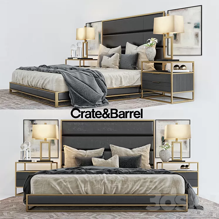 Crate & Barrell oxford collection bed 3D Model