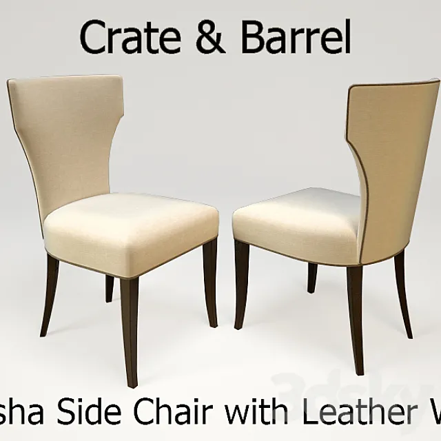 Crate&Barrel Sasha Side Chair with Leather Welt" 3D Model