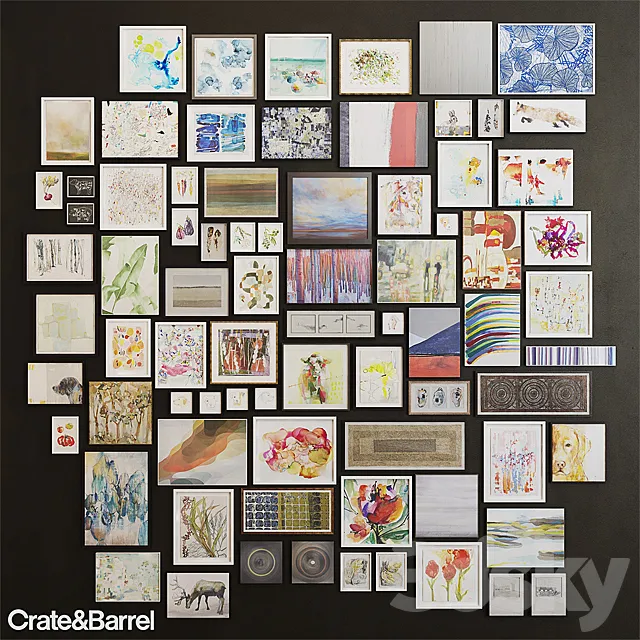crate&barrel set of paintings 3DModel