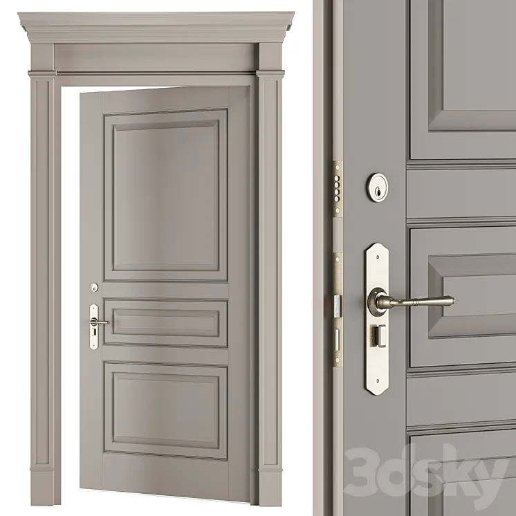 Cream Front Classic Door - Set 35 3D Model Free