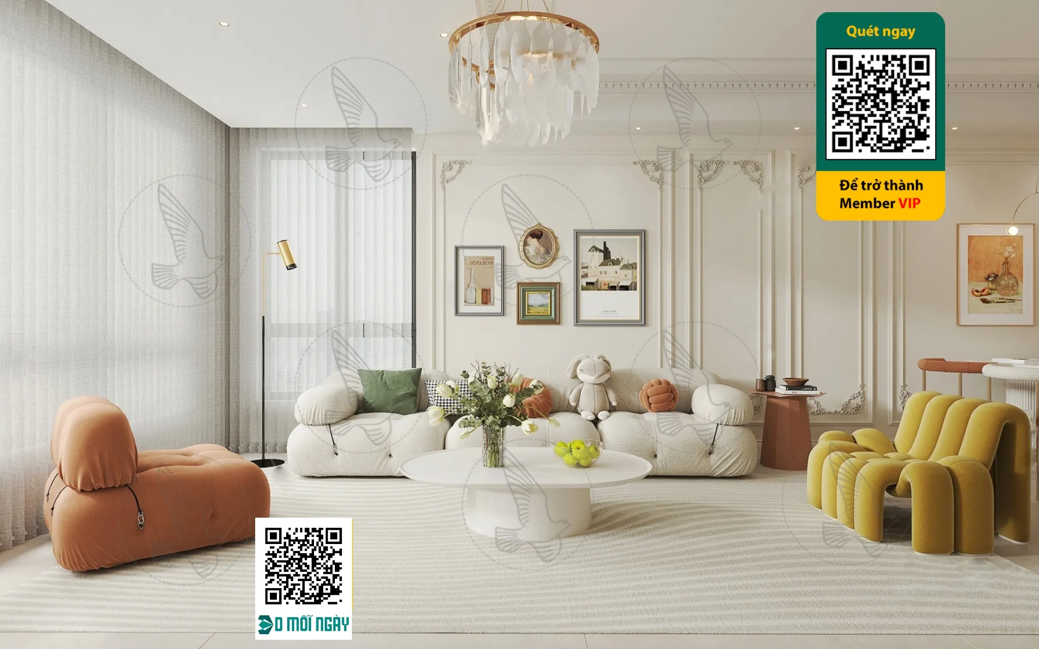 Cream style 3D model - 008 - 3773