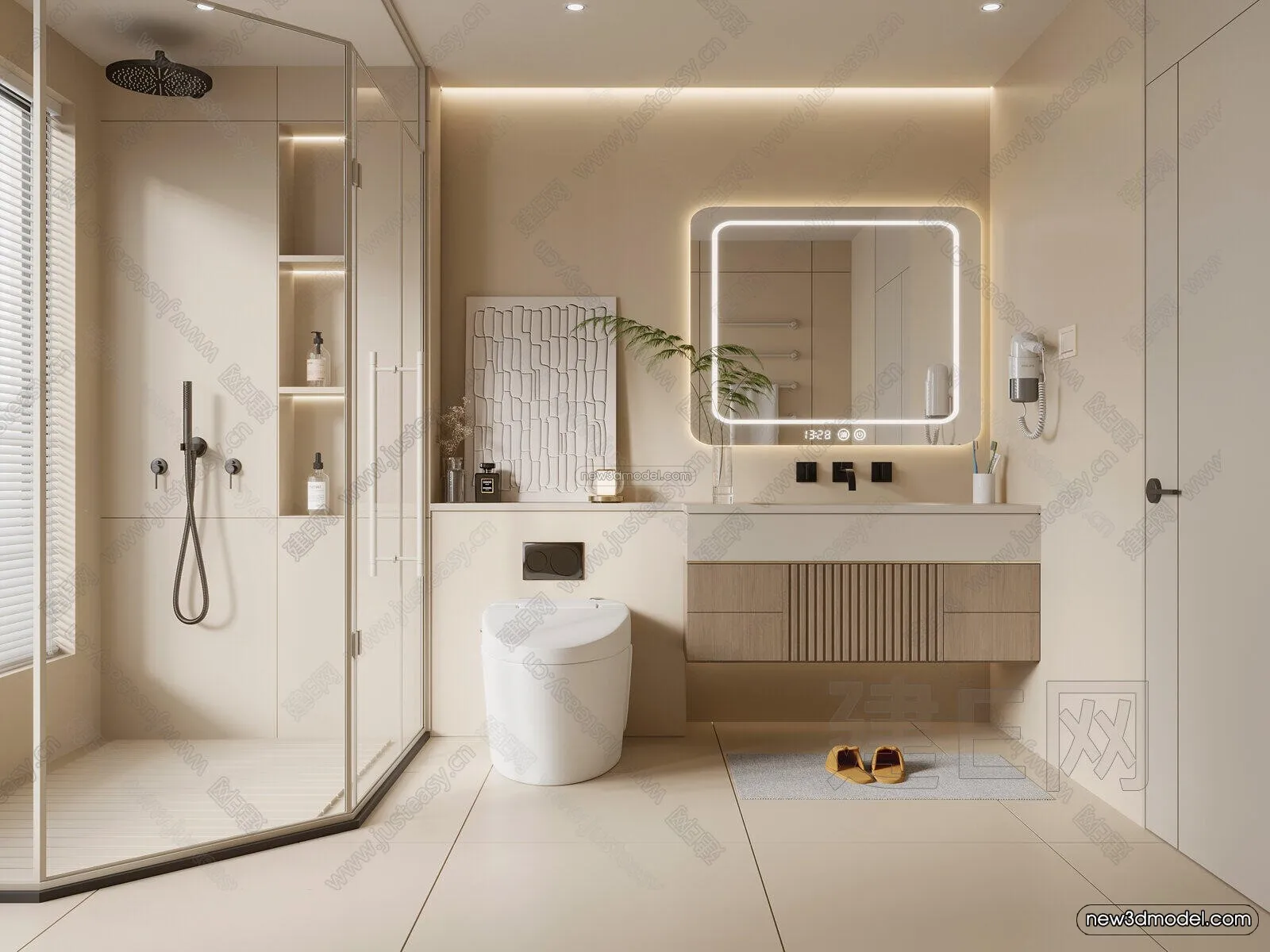 Cream Style Interior 3D Blocks - Bathroom 3D Model - 275