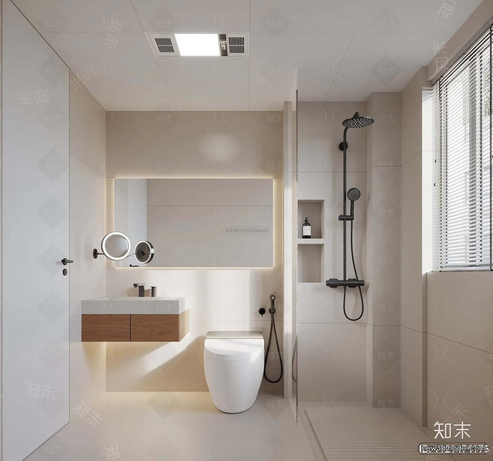 Cream Style Interior 3D Blocks - Bathroom 3D Model - 282