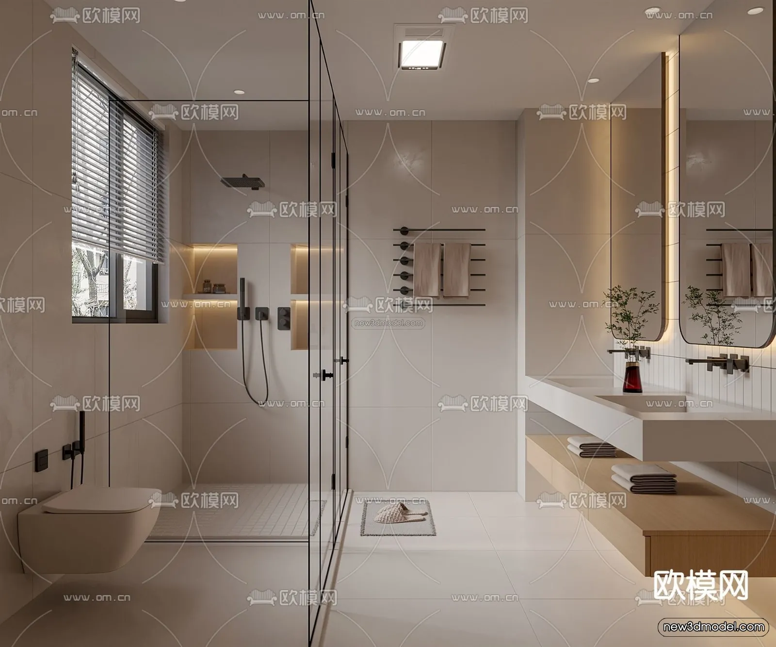 Cream Style Interior 3D Blocks - Bathroom 3D Model - 287