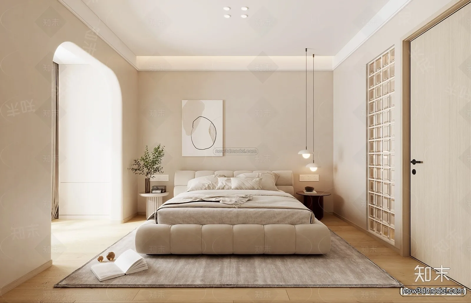 Cream Style Interior 3D Blocks - Bedroom 3D Model - 187