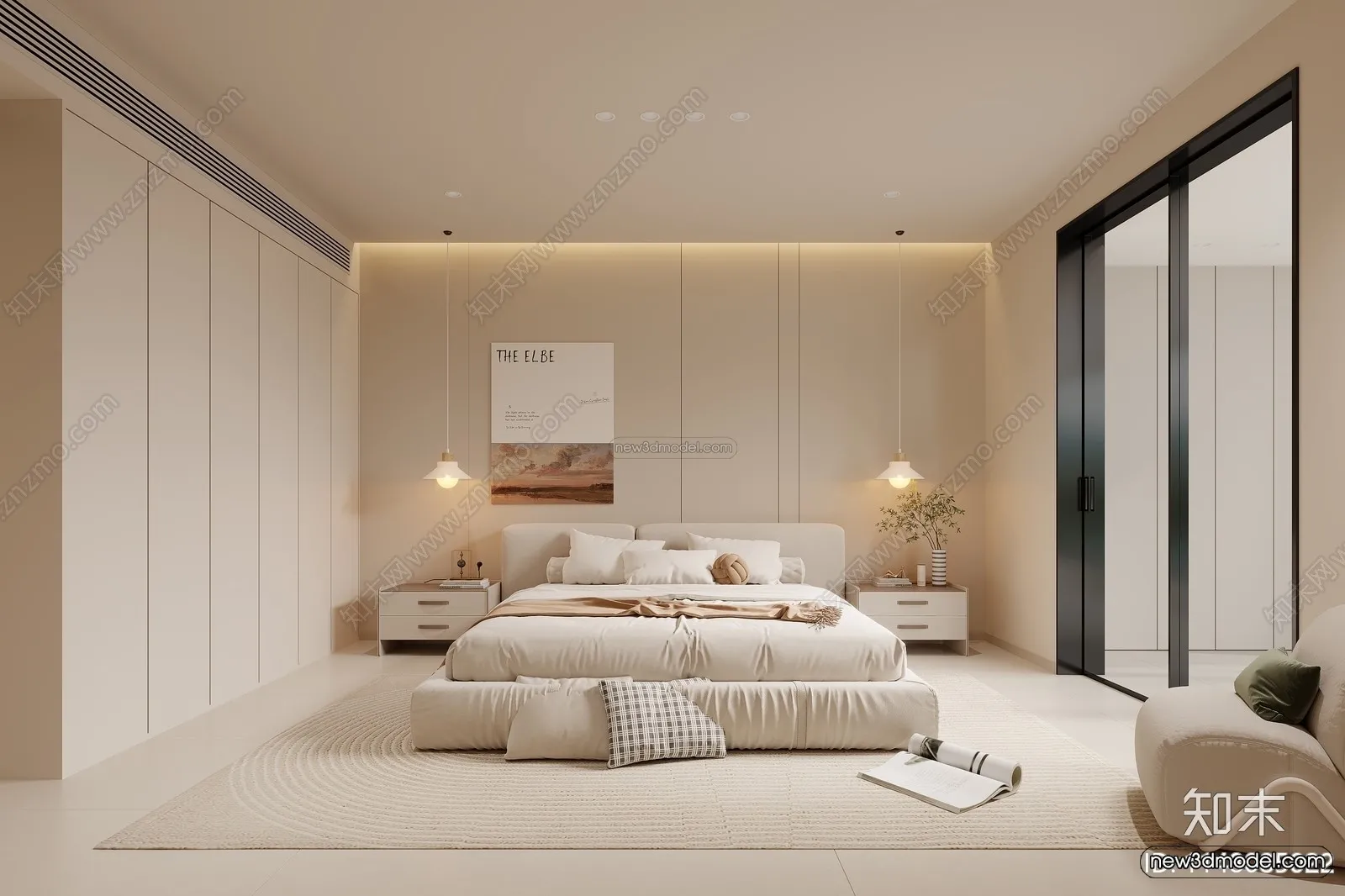 Cream Style Interior 3D Blocks - Bedroom 3D Model - 188