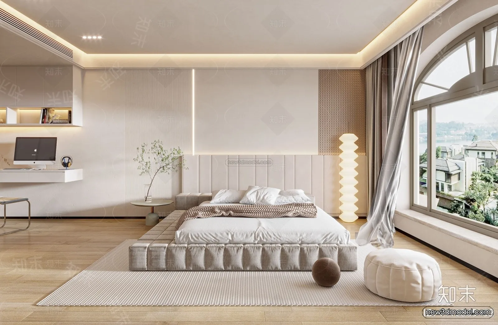 Cream Style Interior 3D Blocks - Bedroom 3D Model - 189