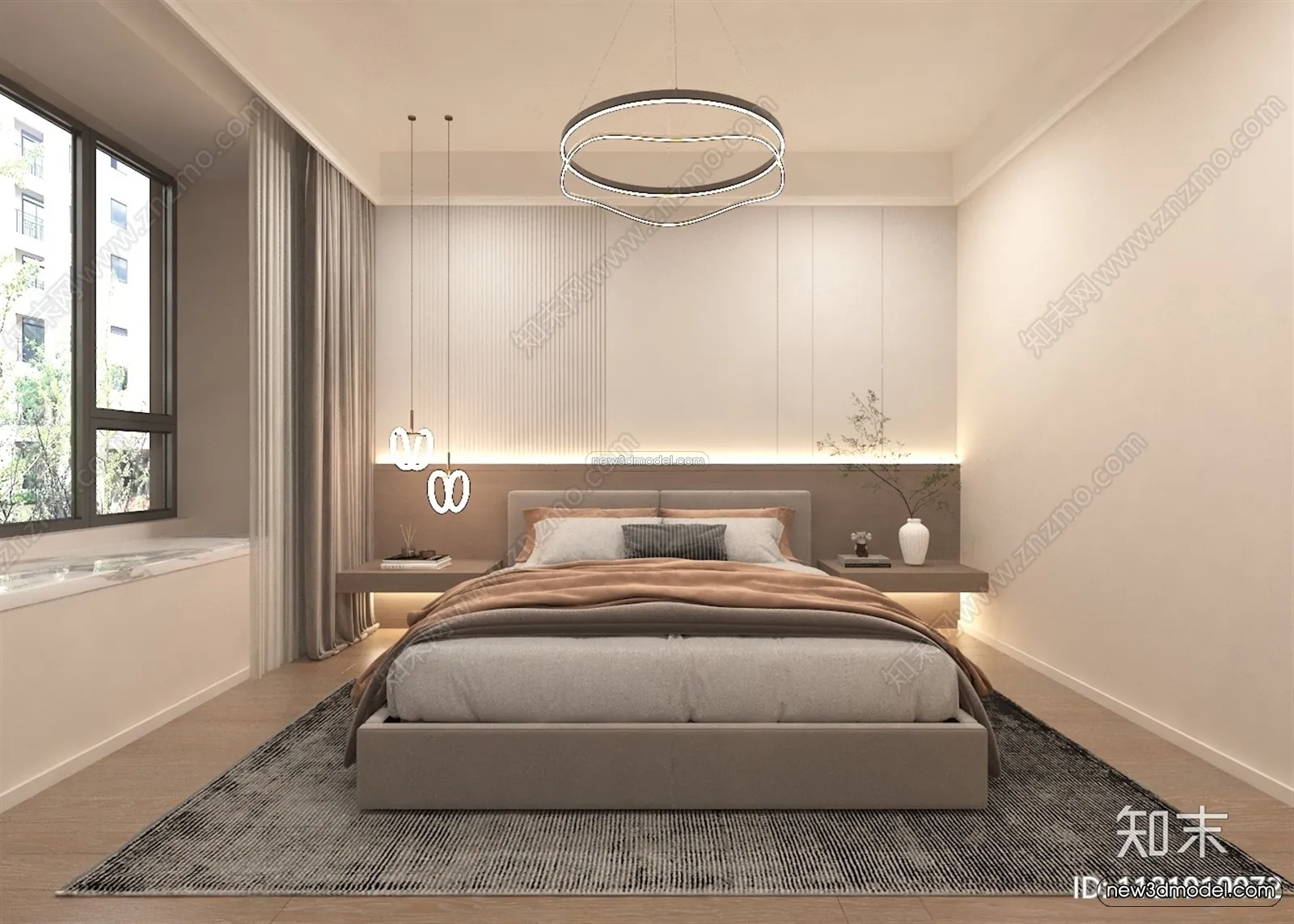 Cream Style Interior 3D Blocks - Bedroom 3D Model - 192