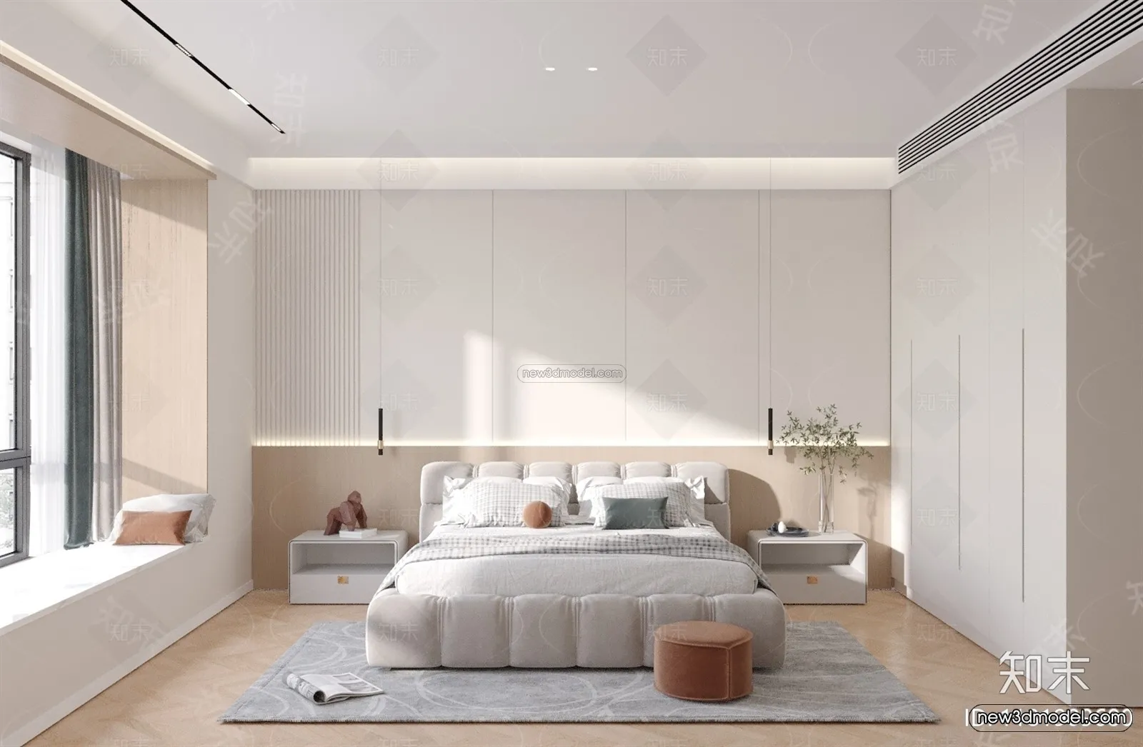 Cream Style Interior 3D Blocks - Bedroom 3D Model - 198
