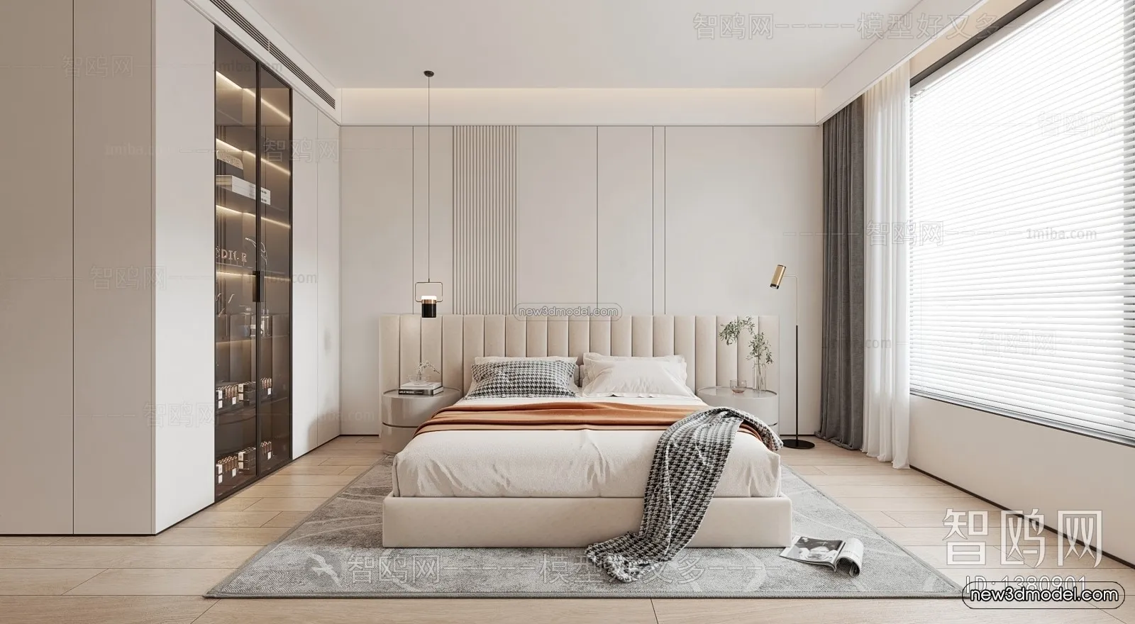 Cream Style Interior 3D Blocks - Bedroom 3D Model - 206