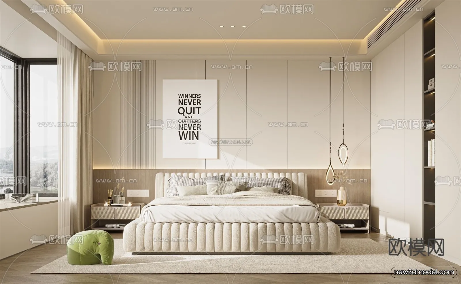 Cream Style Interior 3D Blocks - Bedroom 3D Model - 210