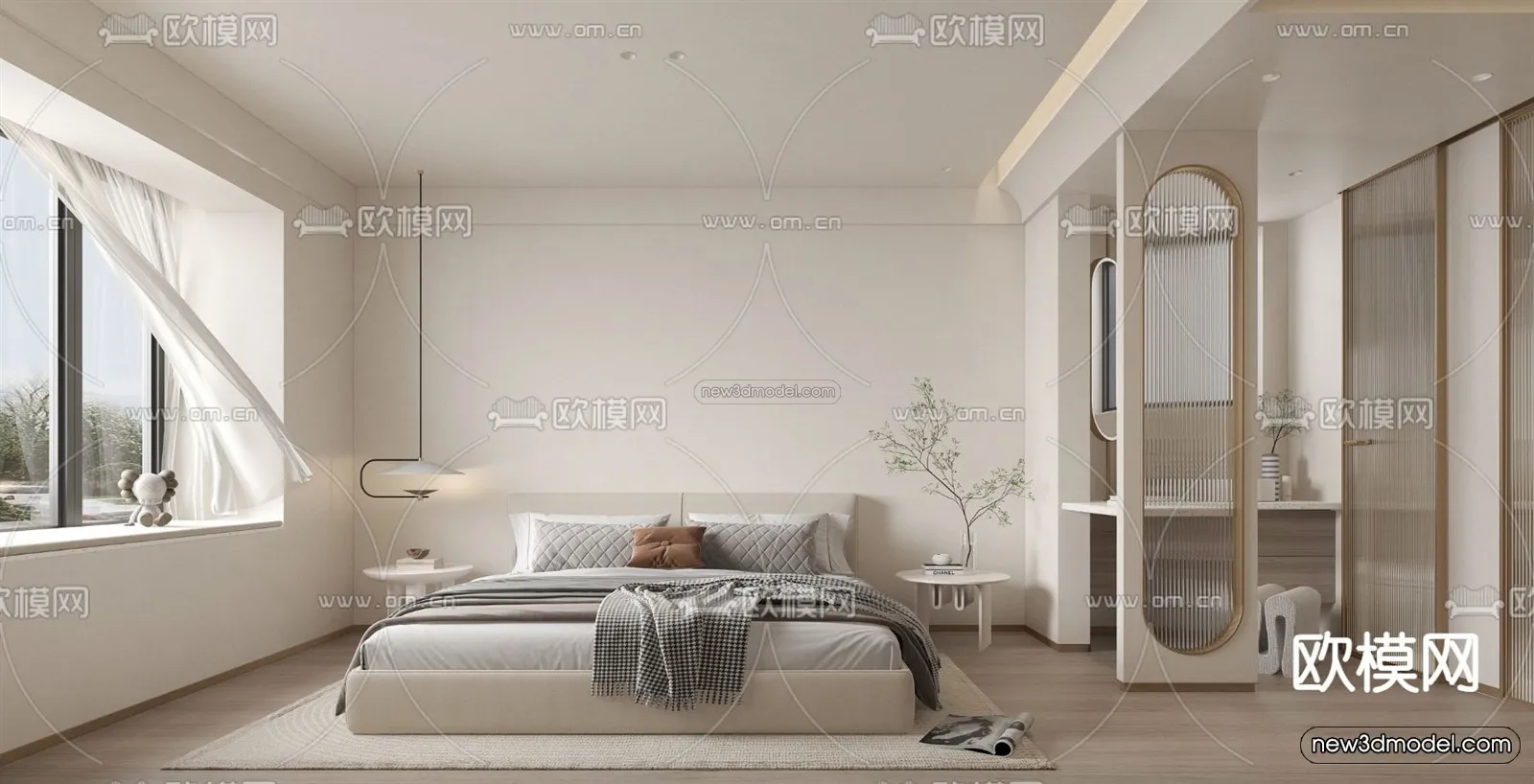 Cream Style Interior 3D Blocks - Bedroom 3D Model - 216