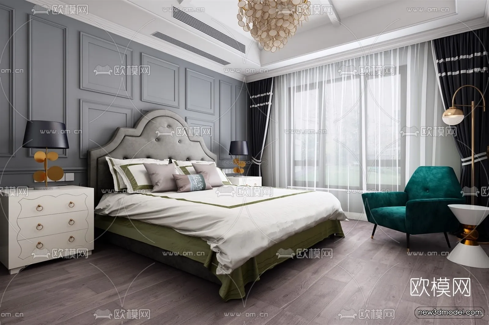 Cream Style Interior 3D Blocks - Bedroom 3D Model - 228
