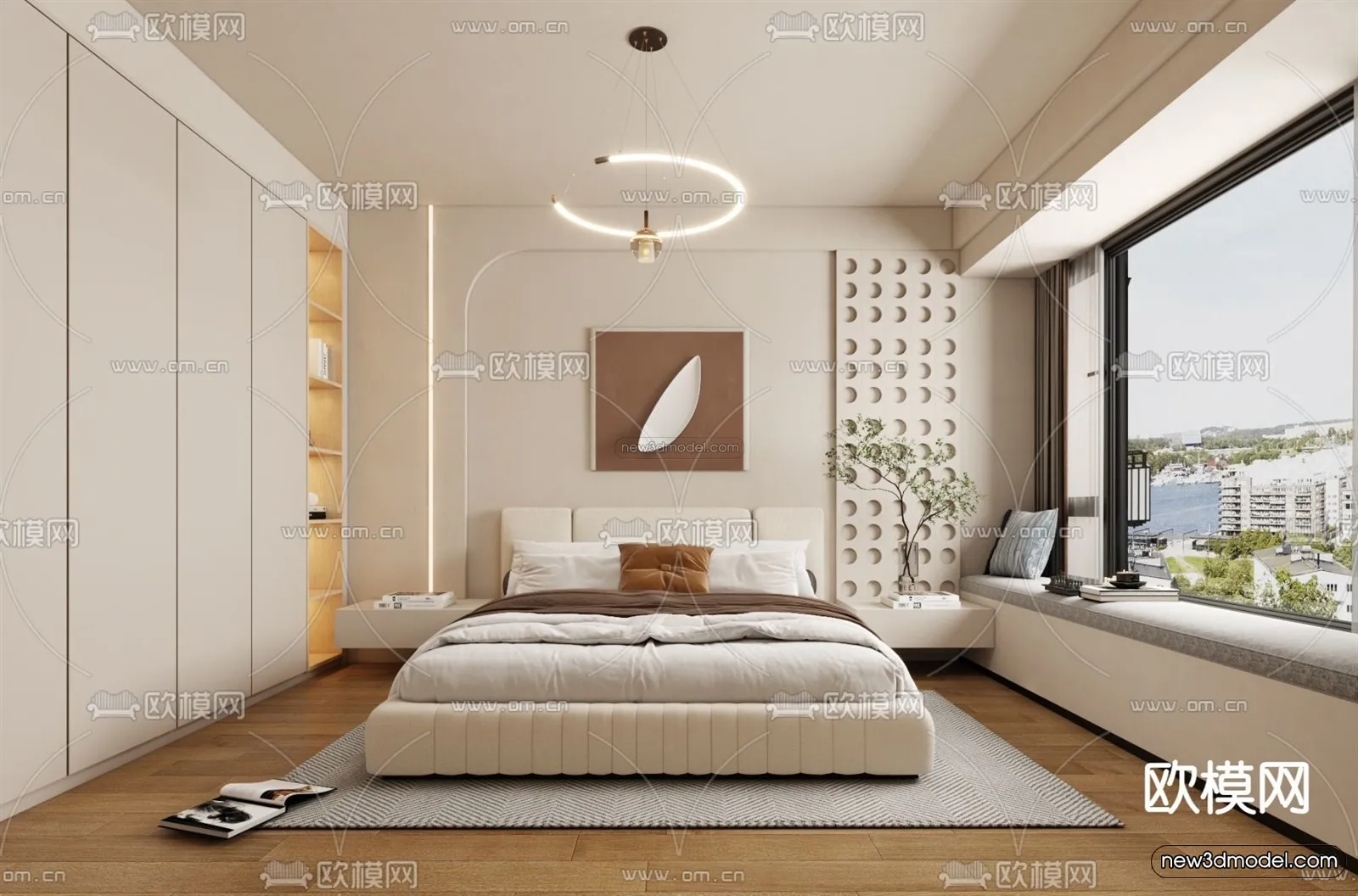 Cream Style Interior 3D Blocks - Bedroom 3D Model - 230