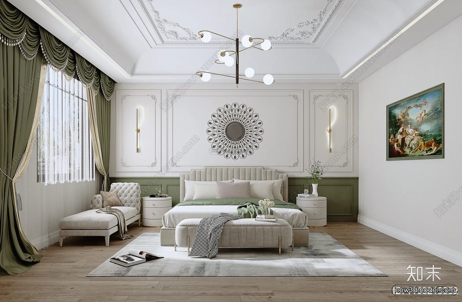 Cream Style Interior 3D Blocks - Bedroom 3D Model - 231