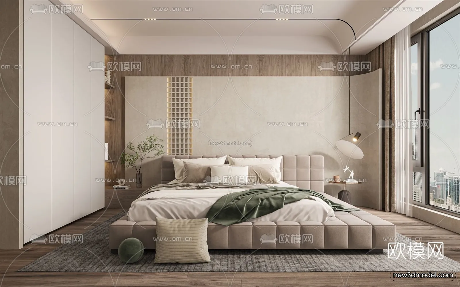 Cream Style Interior 3D Blocks - Bedroom 3D Model - 252