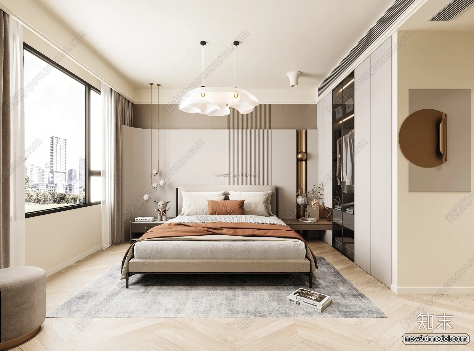 Cream Style Interior 3D Blocks - Bedroom 3D Model - 260