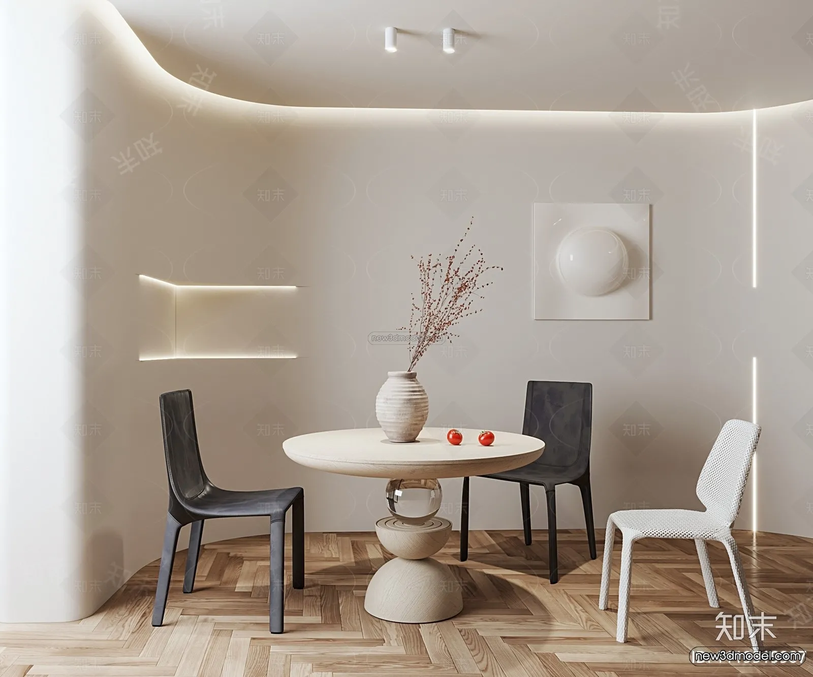 Cream Style Interior 3D Blocks - Dining Room 3D Model - 176