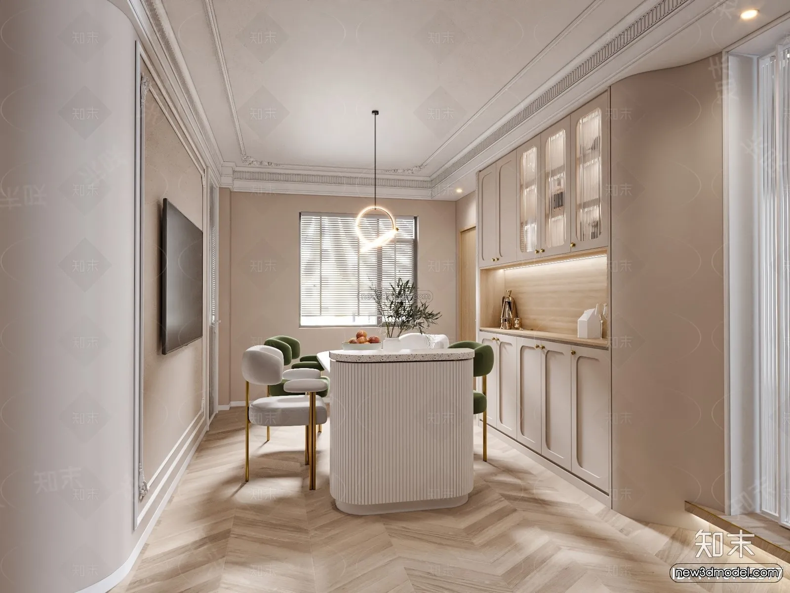 Cream Style Interior 3D Blocks - Kitchen 3D Model - 264