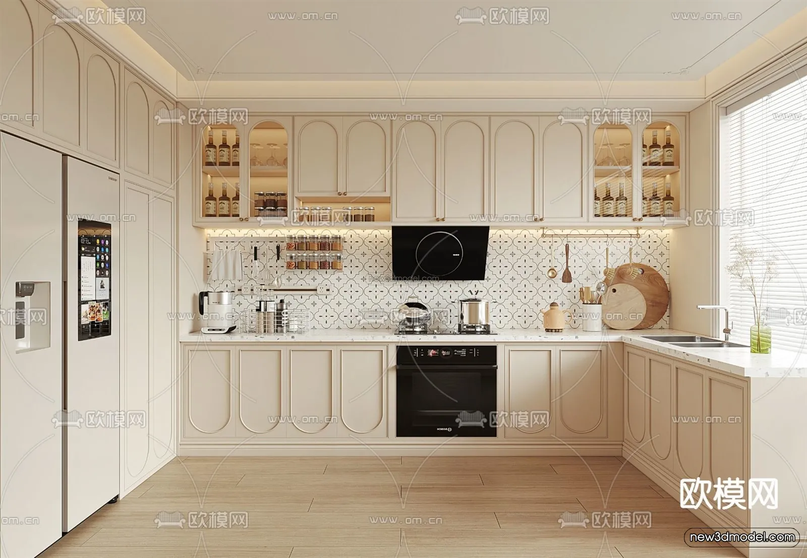 Cream Style Interior 3D Blocks - Kitchen 3D Model - 265