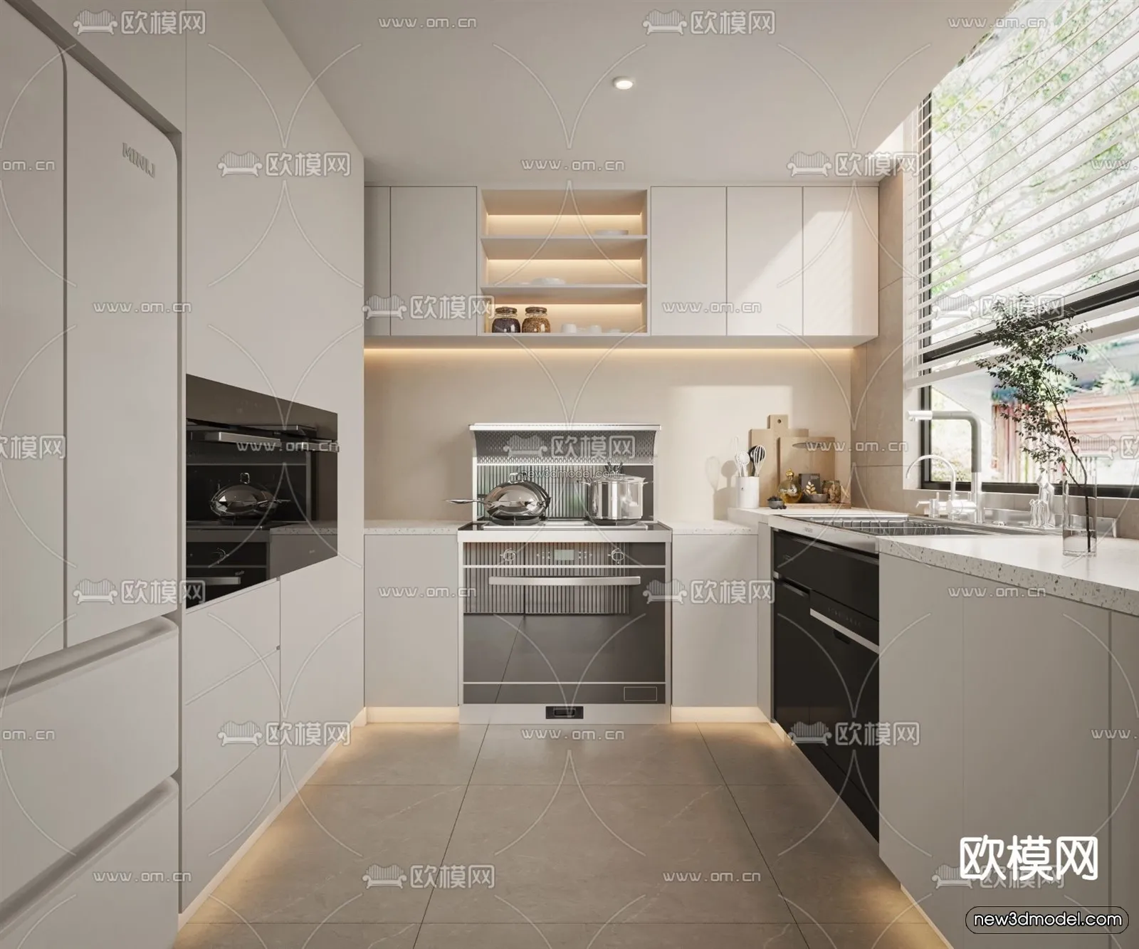 Cream Style Interior 3D Blocks - Kitchen 3D Model - 266