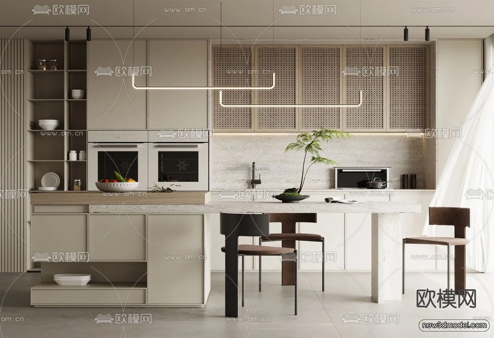 Cream Style Interior 3D Blocks - Kitchen 3D Model - 267