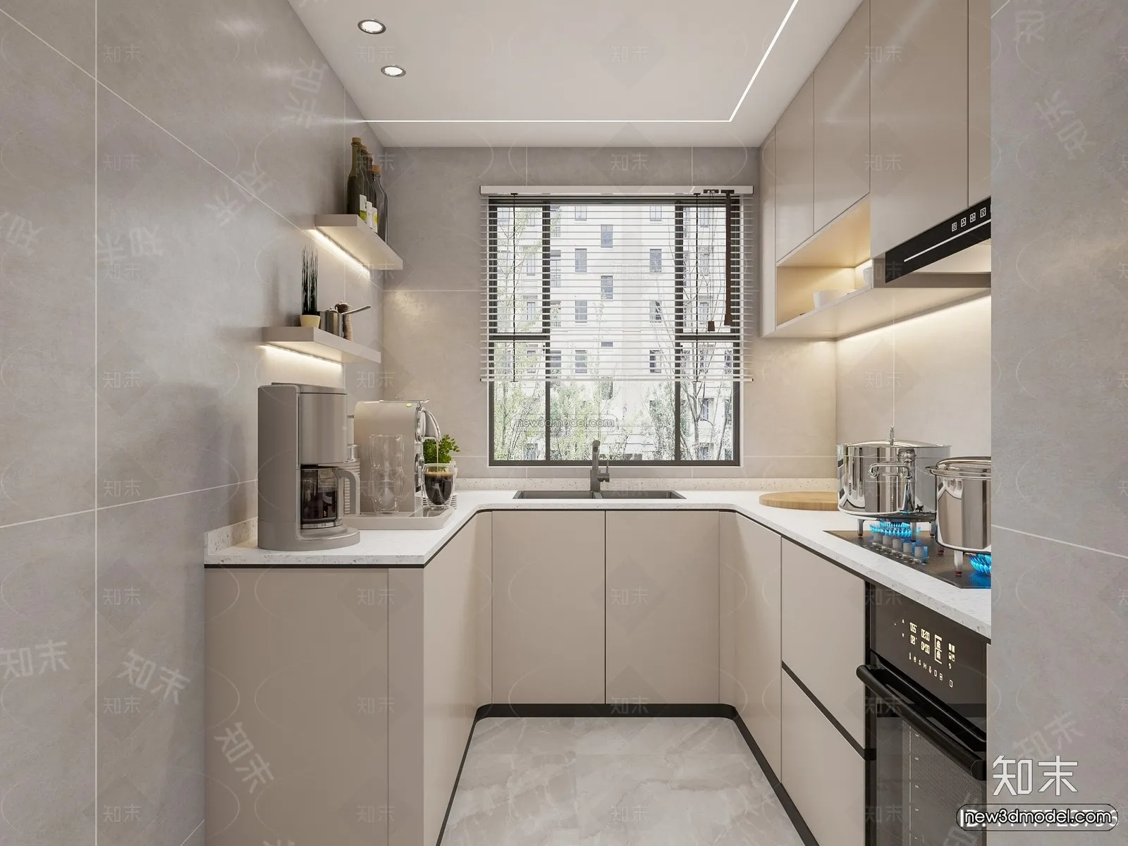 Cream Style Interior 3D Blocks - Living Room 3D Model - 107