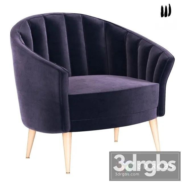 Cream Velvet Accent Violet Chair 3D Model Free