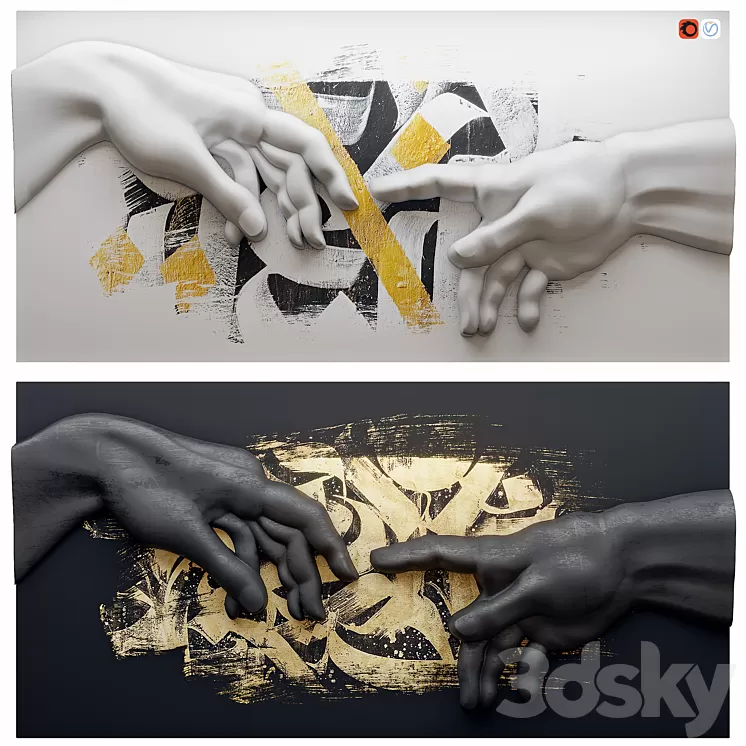 Creation of Adam by Michelangelo 2 3D Model